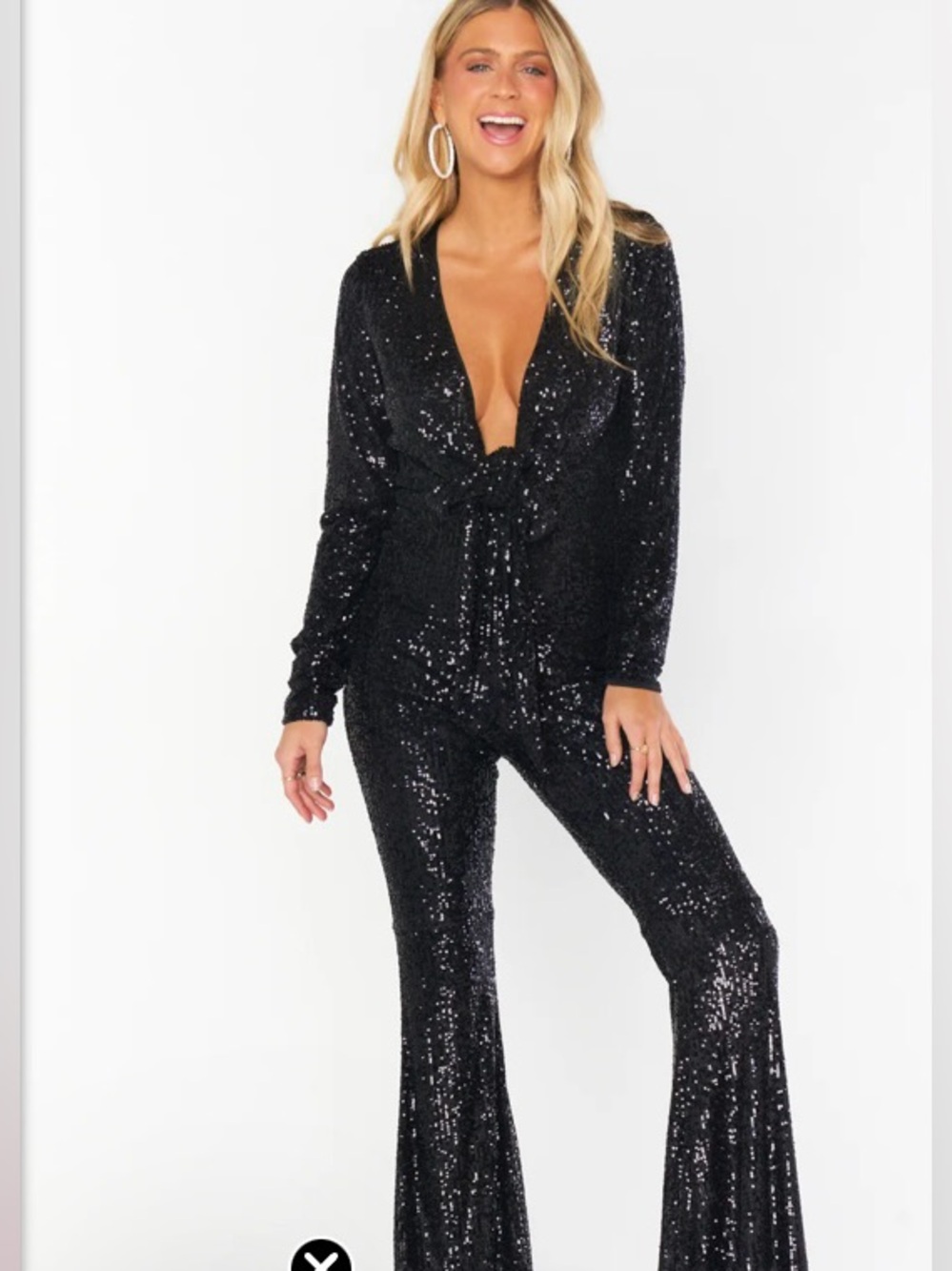Show Me Your Mumu Black  Martina Sequin Long Sleeve Jumpsuit